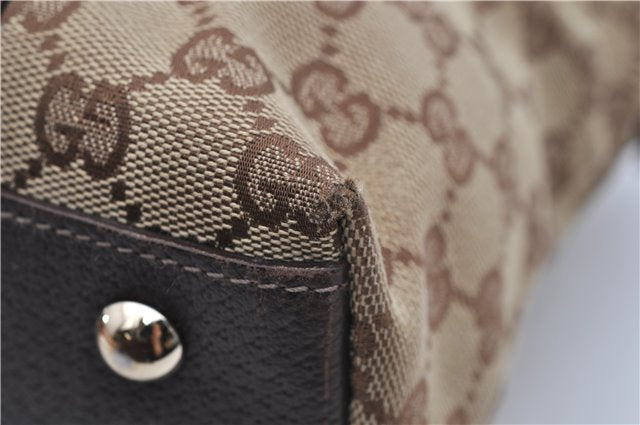 Authentic GUCCI Vintage Shoulder Tote Bag GG Canvas Leather 141470 Brown 0369E