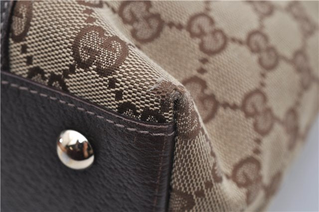 Authentic GUCCI Vintage Shoulder Tote Bag GG Canvas Leather 141470 Brown 0369E