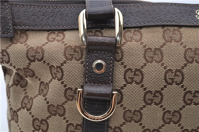 Authentic GUCCI Vintage Shoulder Tote Bag GG Canvas Leather 141470 Brown 0369E