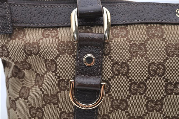 Authentic GUCCI Vintage Shoulder Tote Bag GG Canvas Leather 141470 Brown 0369E