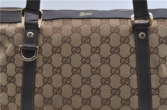 Authentic GUCCI Vintage Shoulder Tote Bag GG Canvas Leather 141470 Brown 0369E