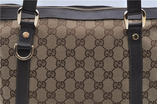 Authentic GUCCI Vintage Shoulder Tote Bag GG Canvas Leather 141470 Brown 0369E