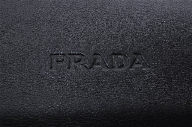 Authentic PRADA Vintage Leather Nylon Shoulder Bag Purse Black 0370E