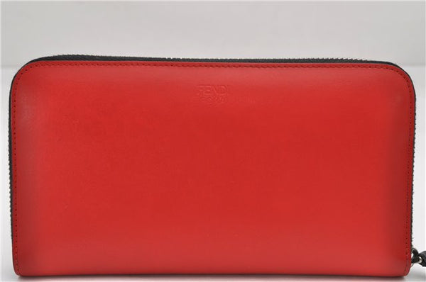 Authentic FENDI Monster Eye Bag Bugs Long Wallet Purse Leather Red 0370F