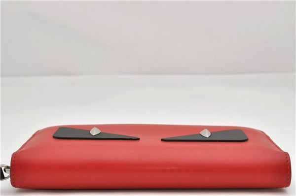 Authentic FENDI Monster Eye Bag Bugs Long Wallet Purse Leather Red 0370F