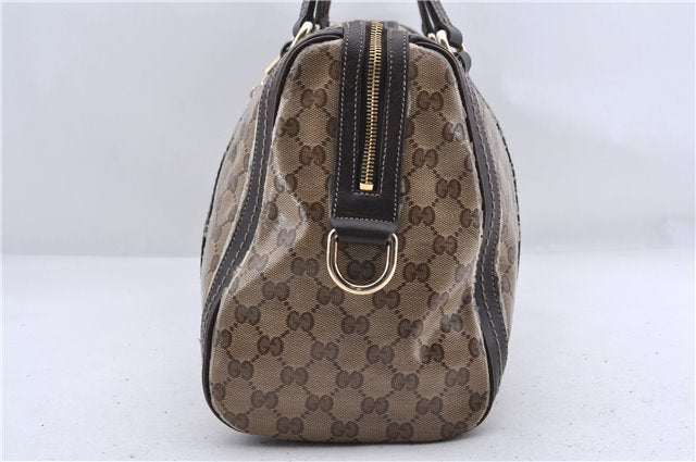 Auth GUCCI Duchessa GG Crystal Hand Boston Bag PVC Leather 181488 Brown 0372D