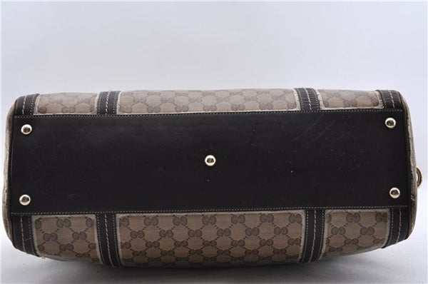 Auth GUCCI Duchessa GG Crystal Hand Boston Bag PVC Leather 181488 Brown 0372D