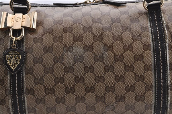 Auth GUCCI Duchessa GG Crystal Hand Boston Bag PVC Leather 181488 Brown 0372D