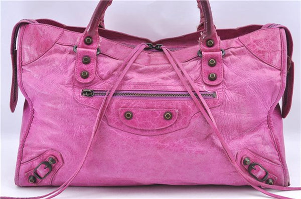 Authentic BALENCIAGA Classic The City 2Way Hand Bag Leather 115748 Pink 0374C