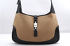Authentic GUCCI Jackie Shoulder Hand Bag Wool Leather 0013306 Brown Black 0374E