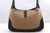 Authentic GUCCI Jackie Shoulder Hand Bag Wool Leather 0013306 Brown Black 0374E