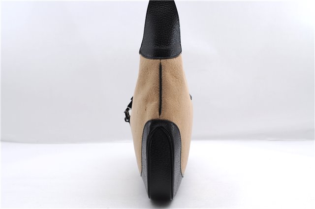 Authentic GUCCI Jackie Shoulder Hand Bag Wool Leather 0013306 Brown Black 0374E