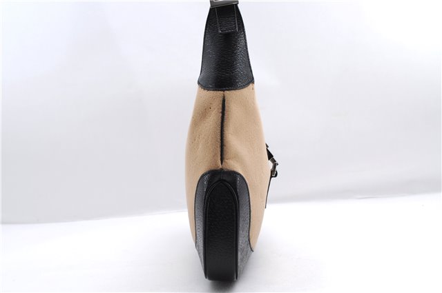 Authentic GUCCI Jackie Shoulder Hand Bag Wool Leather 0013306 Brown Black 0374E