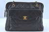 Authentic CHANEL Matelasse Caviar Skin Chain Shoulder Bag Purse Black 0375B