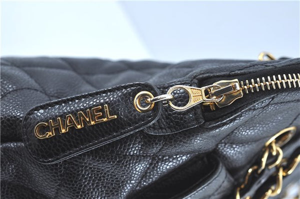 Authentic CHANEL Matelasse Caviar Skin Chain Shoulder Bag Purse Black 0375B