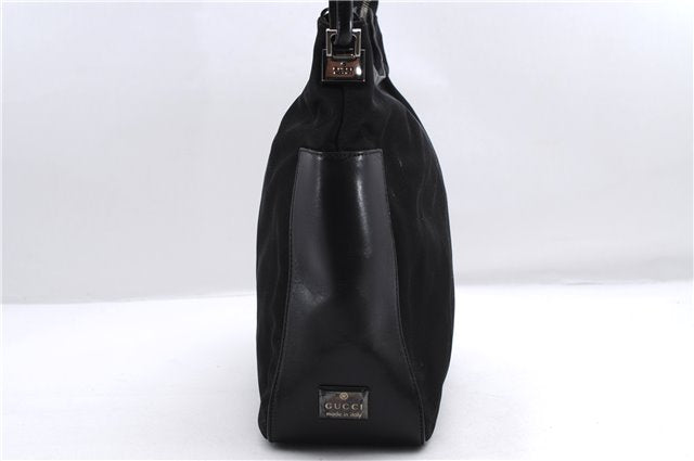 Authentic GUCCI Shoulder Hand Bag Purse Nylon Leather 0013766 Black 0375E