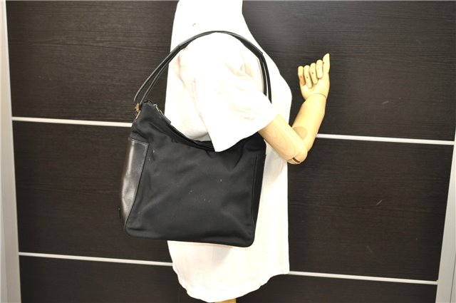 Authentic GUCCI Shoulder Hand Bag Purse Nylon Leather 0013766 Black 0375E