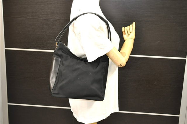 Authentic GUCCI Shoulder Hand Bag Purse Nylon Leather 0013766 Black 0375E