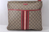 Authentic GUCCI Shoulder Cross Body Bag GG PVC Leather 201446 Brown Red 0377D