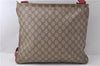 Authentic GUCCI Shoulder Cross Body Bag GG PVC Leather 201446 Brown Red 0377D