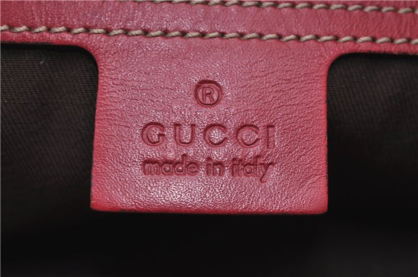 Authentic GUCCI Shoulder Cross Body Bag GG PVC Leather 201446 Brown Red 0377D