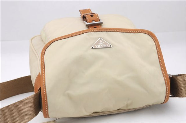 Authentic PRADA VELA SPORT Nylon Leather Shoulder Cross Bag BT0173 Ivory 0377E