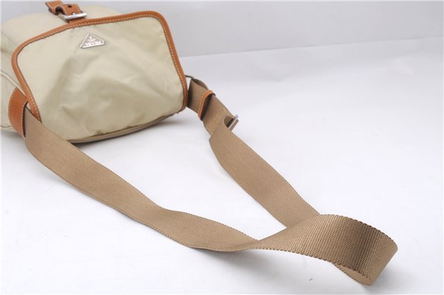 Authentic PRADA VELA SPORT Nylon Leather Shoulder Cross Bag BT0173 Ivory 0377E