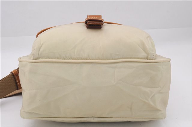 Authentic PRADA VELA SPORT Nylon Leather Shoulder Cross Bag BT0173 Ivory 0377E