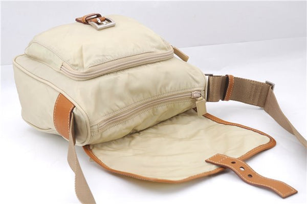 Authentic PRADA VELA SPORT Nylon Leather Shoulder Cross Bag BT0173 Ivory 0377E