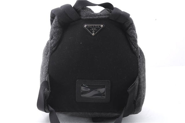 Authentic PRADA Wool Leather Backpack Gray 0379D