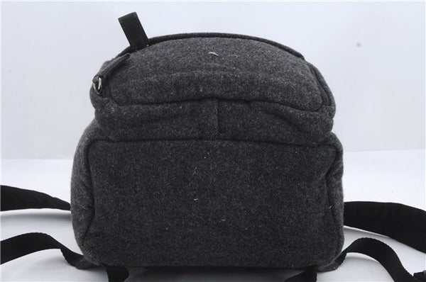 Authentic PRADA Wool Leather Backpack Gray 0379D