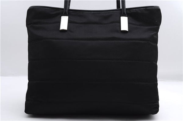 Authentic GUCCI Vintage Shoulder Tote Bag Nylon Enamel Black 0380E