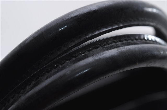 Authentic GUCCI Vintage Shoulder Tote Bag Nylon Enamel Black 0380E