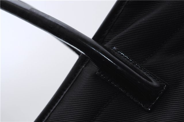 Authentic GUCCI Vintage Shoulder Tote Bag Nylon Enamel Black 0380E