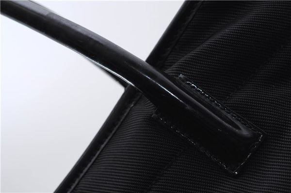 Authentic GUCCI Vintage Shoulder Tote Bag Nylon Enamel Black 0380E