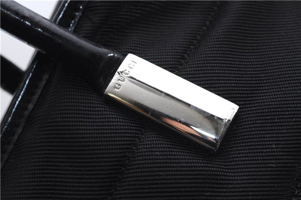 Authentic GUCCI Vintage Shoulder Tote Bag Nylon Enamel Black 0380E