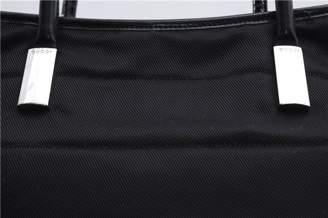 Authentic GUCCI Vintage Shoulder Tote Bag Nylon Enamel Black 0380E