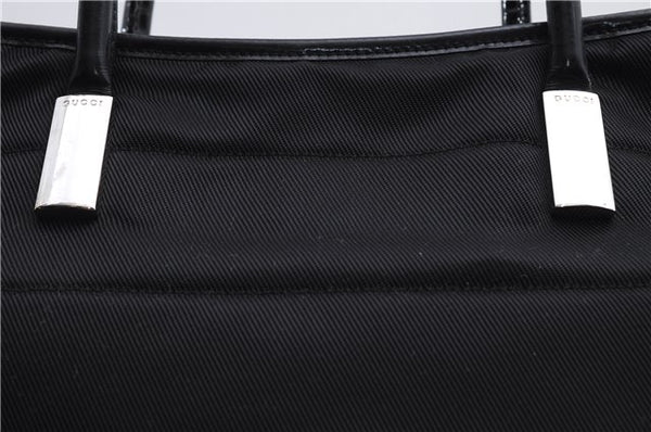 Authentic GUCCI Vintage Shoulder Tote Bag Nylon Enamel Black 0380E