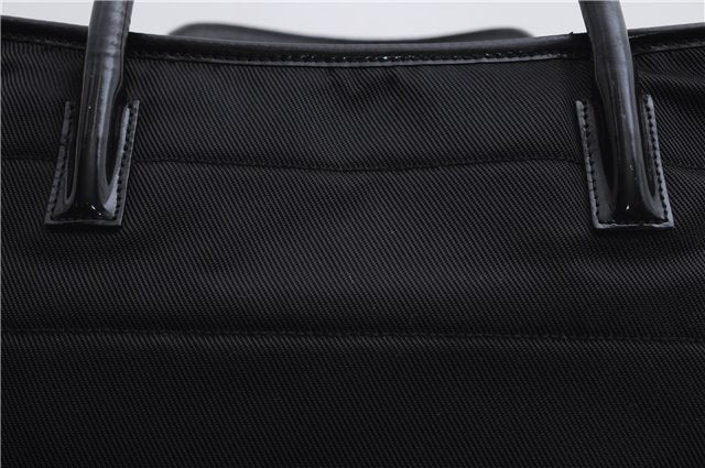 Authentic GUCCI Vintage Shoulder Tote Bag Nylon Enamel Black 0380E