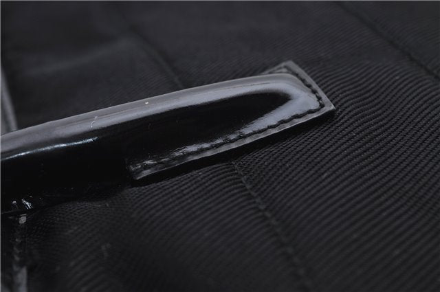 Authentic GUCCI Vintage Shoulder Tote Bag Nylon Enamel Black 0380E