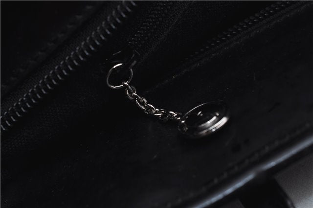 Authentic GUCCI Vintage Shoulder Tote Bag Nylon Enamel Black 0380E