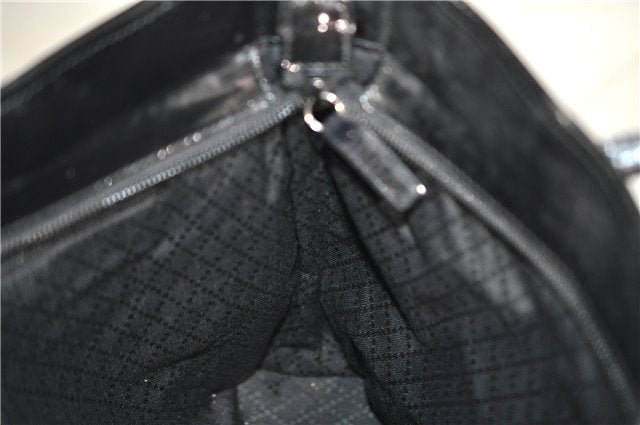 Authentic GUCCI Vintage Shoulder Tote Bag Nylon Enamel Black 0380E