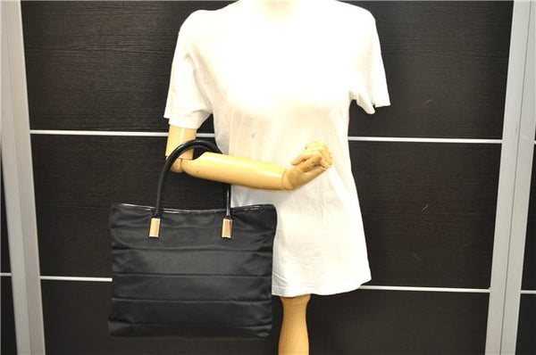 Authentic GUCCI Vintage Shoulder Tote Bag Nylon Enamel Black 0380E