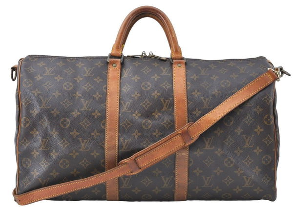 Auth Louis Vuitton Monogram Keepall Bandouliere 50 Boston Bag M41416 LV 0382B