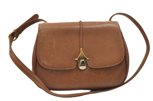 Authentic GUCCI Vintage Shoulder Bag Purse Leather Brown 0382E