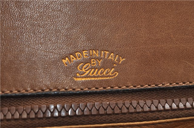 Authentic GUCCI Vintage Shoulder Bag Purse Leather Brown 0382E