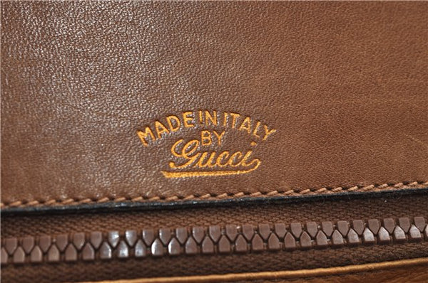 Authentic GUCCI Vintage Shoulder Bag Purse Leather Brown 0382E