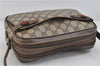 Auth GUCCI Web Sherry Line Shoulder Cross Body Bag GG PVC Leather Brown 0387D