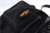 Authentic GUCCI Bamboo Backpack Purse Nylon Leather 0032058 Black 0389D