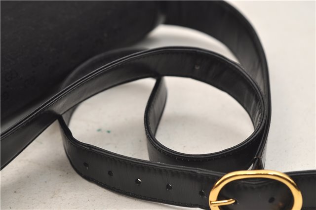 Authentic GUCCI Micro GG Canvas Leather Shoulder Cross Body Bag Black 0392E
